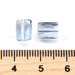 ガラス模造オーストリアクリスタルビーズ  長方形  多面カット  ライトスチールブルー  8x6.5x4mm  穴：1.2mm&nbsp;GLAA-P071-01A-14