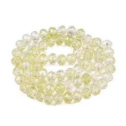 透明ガラスビーズ連売り  ファセット（32ファセット）  ロンデル  淡いチソウ  4x3.5mm  穴：0.8mm  約105~110個/連  38~39cm&nbsp;GLAA-T023-4mm-A05