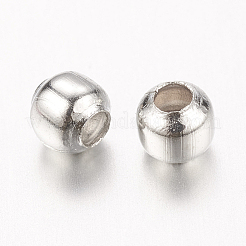 真鍮製スペーサービーズ  シームレス  ラウンド  カドミウムフリー＆ニッケルフリー＆鉛フリー  プラチナ  3mm  穴：1~1.2mm&nbsp;J0K2F062