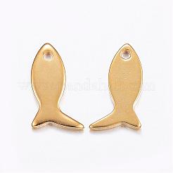 ステンレススチールチャーム201個  魚  24KGP本金メッキ  12x7x1mm  穴：1mm&nbsp;STAS-L187-05G