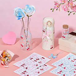2個2色のリボン付きポリエステル＆合金＆アクリル製携帯ストラップ  6シート2色チェリーペットプラスチック絵ステッカー  ミックスカラー  164x110x0.4mm&nbsp;AJEW-WR0002-95