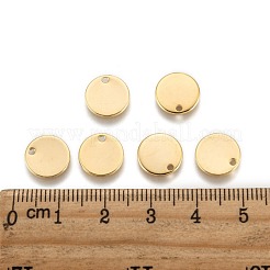イオンプレーティング（IP）304ステンレススチールチャーム  空白のスタンピングタグ  フラットラウンド  18KGP本金メッキ  10x1mm  穴：1.2~1.5mm&nbsp;STAS-F075-07A