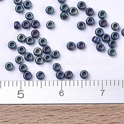 MIYUKIラウンドロカイユビーズ  日本製シードビーズ  11/0  (rr2018) マットメタリックインディゴアイリス  2x1.3mm  穴：0.8mm  約5500個/50g&nbsp;SEED-X0054-RR2018