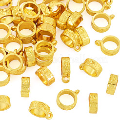 50 個のチベットスタイル合金チューブベイル  ラウンド  ゴールドカラー  12.5x9.5x4mm  穴：1.5mm  内径：7.4mm&nbsp;TIBE-TAD0001-01G