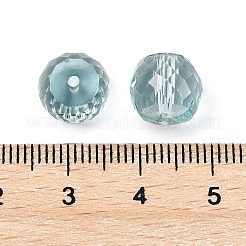 ガラス模造オーストリアクリスタルビーズ  ロンデル  多面カット  空色  10x8mm  穴：1.6mm&nbsp;GLAA-U008-01B-02