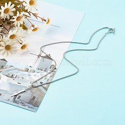 メンズアロイペンダントネックレス  304ステンレス鋼製ベネチアンチェーン付き  ナイフ  アンティークシルバー  23.54インチ（59.8cm）&nbsp;NJEW-JN03467