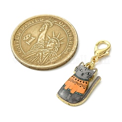 合金エナメルペンダント装飾  亜鉛合金カニカン付き  猫の形  ミックスカラー  33.5mm&nbsp;HJEW-JM02983
