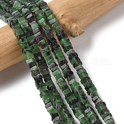 天然石ルビーインゾイサイトビーズ連売り  正方形  4.5x4.5x2.5mm  穴：1mm  約46~51個/連  14.57~15.35''（37~39センチメートル）&nbsp;G-A280-C09-01