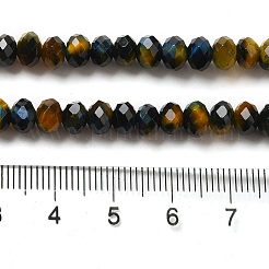 天然レインボータイガーアイビーズ連売り  染め  多面カット  ロンデル  ダークチソウ  6x4mm  穴：1mm  約92~101個/連  15.55インチ（39.5cm）&nbsp;G-NH0002-D04-02