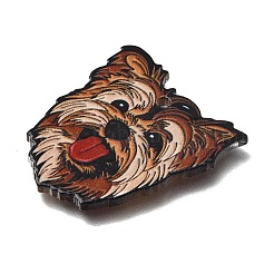 印刷されたアクリルパーツ  犬  サドルブラウン  31x28x2mm  穴：1.8mm&nbsp;OACR-P033-01B