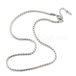 女性用304ステンレススチールロープチェーンネックレス  ステンレス鋼色  15-3/4インチ（40.1cm）&nbsp;NJEW-Q026-02P