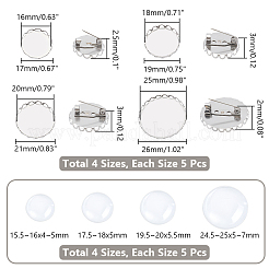 DIY ブランクドーム 304 ステンレススチール ブローチ作りキット  ステンレス鋼色  17~26x2~3mm  トレイ：16~25mm&nbsp;DIY-UN0056-14
