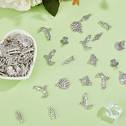 93pcs7スタイルチベットスタイルアロイペンダント  鉛フリー＆カドミウムフリー  混合図形  アンティークシルバー  15~22.5x8.5~24.5x2~4mm  穴：1.6~2mm&nbsp;FIND-HS0001-87
