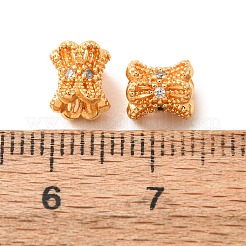 真鍮マイクロペーブクリアキュービックジルコニアビーズ  花  ラックめっき  長持ちメッキ  ゴールドカラー  7x6.5mm  穴：1.6mm&nbsp;KK-CBA25B2-06G