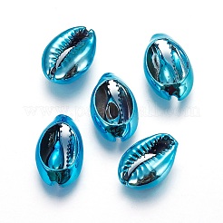 電気メッキカウリーシェルビーズ  ブルー  15~20x10~12x5~6mm  穴：12~14x2~3mm&nbsp;LS-BSHE-O017-13A-03