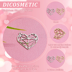12個2色201ステンレスペンダント  ハート  本金メッキ&ステンレススチールカラー  23x26x1mm  穴：1.4mm  6個/カラー&nbsp;STAS-DC0010-59