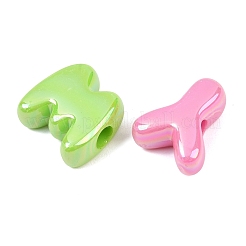 ABカラーメッキ不透明アクリルヨーロピアンビーズ  大穴ビーズ  文字L  ミックスカラー  22~27x12~22.5x9~9.5mm  穴：6mm&nbsp;AC-CBAE09B-02