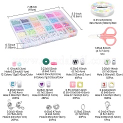 DIY Heishi ブレスレット ネックレス作成キット  ガラスシード、ポリマークレイディスク、アクリルナンバービーズを含む  はさみ  伸縮性のある糸  ミックスカラー&nbsp;DIY-YW0006-63