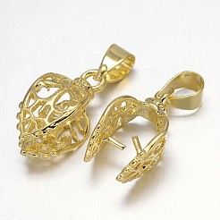 ラックメッキ真鍮チャームピンチベイル  フィリグリー葉  ミックスカラー  18x8x10mm  穴：5x3mm  ピン：1mm&nbsp;KK-E738-20
