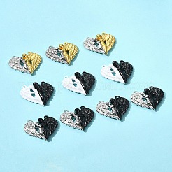 スプレー塗装合金磁気ペンダント10セット  天使とハート  スプリットペンダント  ミックスカラー  29x29.5x6mm  穴：1.8mm&nbsp;FIND-FS0004-25