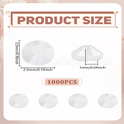 ガラスラインストーンカボション1000個。  多面カット  フラットラウンド  フラットバック  ホワイト  2.5x1mm&nbsp;DIY-LP0002-52D
