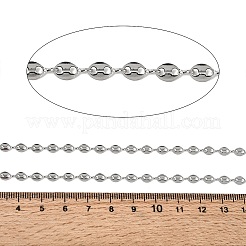 304ステンレススチール楕円リンクチェーン  ハンダ付け  スプールで  ステンレス鋼色  8x3.8x0.5mm&nbsp;CHS-K026-01D-P