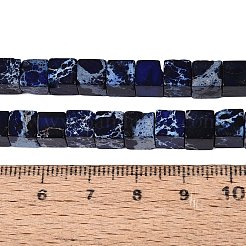 天然imp玉ビーズ  染め  キューブ  プルシアンブルー  5.5~6.5x5.5~6.5x5.5~6.5mm  穴：0.7~0.9mm  約65~66個/連  15.75~15.94インチ（40~40.5cm）&nbsp;G-Q606-43A-01