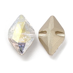 K5ガラスラインストーンボタン  バックメッキ  多面カット  菱形  ミックスカラー  19x12x7.5mm  穴：1mm&nbsp;RGLA-H109-07