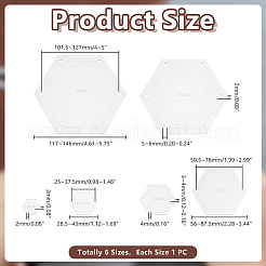 アクリルテンプレートキット  六角  透明  25~127x28.5~146x2mm  穴：2~6mm&nbsp;TOOL-WH0155-247B