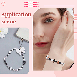 DIY ストレッチ ブレスレット メイキング キット  リンゴ、クマ、スノーフレーク、スターのアクリルビーズを含む  伸縮性のある糸  ブラック  185個/袋&nbsp;DIY-SC0022-39