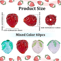40PCSガラスビーズ  苺  ミックスカラー  14~16x14~15x13~14mm  穴：1.5~1.8mm&nbsp;GLAA-PA0001-62