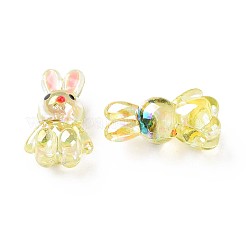 透明なアクリルビーズ  エナメル  ABカラーメッキ  兎  きいろ  25x14.5x11mm  穴：2.5mm&nbsp;LS-MACR-S373-81-Q02