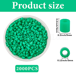 PE DIY メルティビーズ ヒューズビーズ リフィル 2000個  チューブ  グリーン  5x5mm  穴：3mm&nbsp;DIY-SP0004-73A
