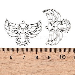 透かし細工の304ステンレススチール製ペンダント  フクロウのチャーム  プラチナ  22x30.5x1mm  穴：1.4mm&nbsp;SA-CBA404E-02P
