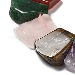 天然アメジスト、水晶、グリーンアベンチュリン、ローズクォーツ、カーネリアン、タイガーアイのビーズ連売り  ナゲット  トップ掘削  16~17x18~23.5x6~8mm  穴：0.7mm  約15個/連  7.28~7.72''（18.5~19.6センチメートル）&nbsp;G-P528-K06-01