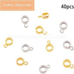 真鍮チューブベイル  ループベイル  ヨーロッパのチェーンのベールビーズ  ロンデル  ミックスカラー  11.5x8x4mm  穴：2mm  内径：5mm  40個/箱&nbsp;KK-FH0001-06