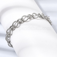 男性用201ステンレススチール製リンクチェーンブレスレット  ステンレス鋼色  8.74インチ（22.2cm）&nbsp;STAS-T077-11P
