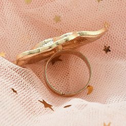 合金オープンカフリング  女性のためのジュエリー  花  調整可能  花：40x36mm&nbsp;LS-RJEW-K287-03B-MG