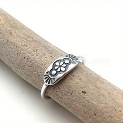 女性用亜鉛合金指輪  花  アンティークシルバー  usサイズ7（17.3mm）&nbsp;FS-WGDBD8C-02