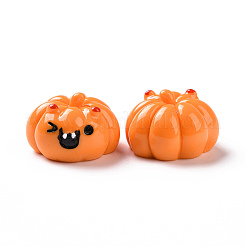 ハロウィーン不透明樹脂カボション  3D カボチャのジャック・オ・ランタン  ダークオレンジ  19x27.5x26.5mm&nbsp;LS-RESI-D063-15A