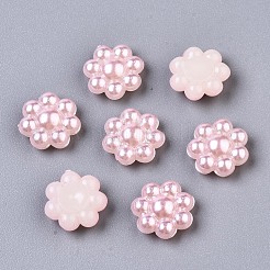 ABSプラスチックパール調カボション  花  ピンク  9.5x10x4mm  約1000個/袋&nbsp;OACR-S008-Z4