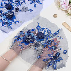 3d ポリエステル刺繍糸 アイロン接着/縫い付けパッチ  布のアップリケ  花  藤紫色  295x325x7mm&nbsp;PATC-WH0023-20B