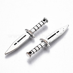 合金のチベット風チャーム  鉛フリー＆カドミウムフリー  ナイフ  アンティークシルバー  39x9.5x4.5mm  穴：1.2mm  約250個/500g&nbsp;TIBE-S323-089AS-RS