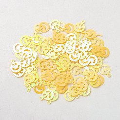 オーナメントアクセサリープラスチック製スパンコール/スパンコールビーズ  笑顔  きいろ  8x6x0.1mm  穴：0.8mm&nbsp;PVC-E001-13-RC02