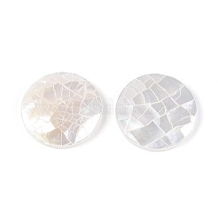 天然石ホワイトシェルカボション  パチパチフラットラウンドい  貝殻色  20x3.5mm&nbsp;BSHE-T014-49