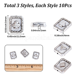 30個3スタイルチベットスタイルアロイビーズ  アンティークシルバー  長方形  14x11.5x4mm  穴：1mm  10個/スタイル&nbsp;FIND-SC0020-99B
