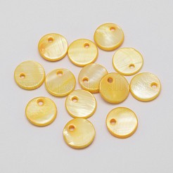 染色シェルフラットラウンドペンダント  ミックスカラー  10x2mm  穴：1mm  500個/袋&nbsp;SHEL-P003-08