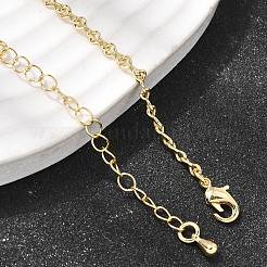 2.5mmの真鍮ツイストインフィニティリンクチェーンネックレス（女性用）  長持ちメッキ  ラックめっき  鉛フリー＆カドミウムフリー  18KGP本金メッキ  18.66インチ（47.4cm）&nbsp;NJEW-F366-07B-G
