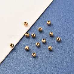 真鍮ビーズ  長持ちメッキ  ラウンド  18KGP本金メッキ  4mm  穴：1mm&nbsp;X-KK-F824-101C-G