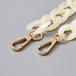 プラスチックカーブチェーン バッグ ハンドル  天然石風  亜鉛合金スイベルクラスプ付き  淡黄色  37cm&nbsp;FIND-WH0045-47A